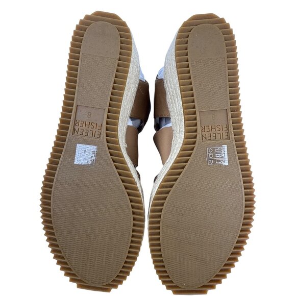 Eileen Fisher Women's Willow Tumbled Tan Leather Wedge Espadrille Sandal 8 - Picture 8 of 10